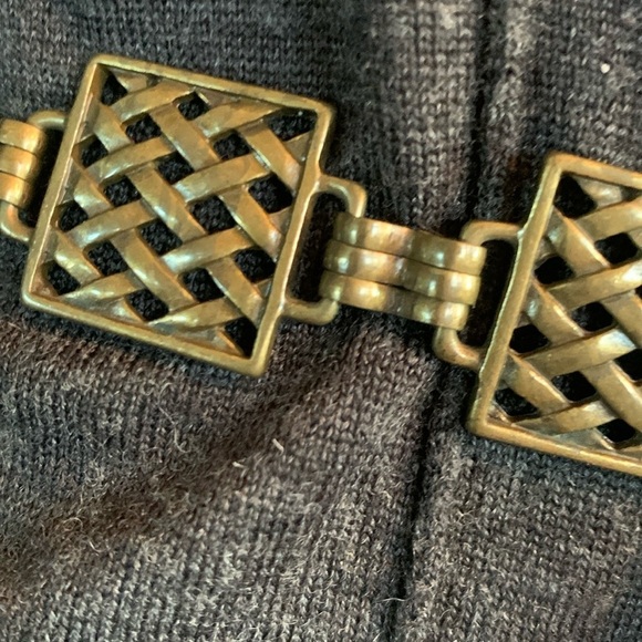 CONCHO BELT with brass lattice squares on chain, with snap. Adj. VTG OSFM